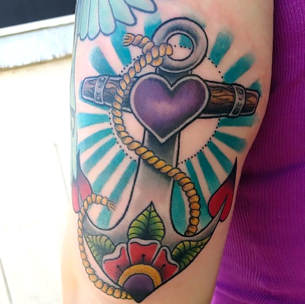Purple Anchor Tattoo Idea