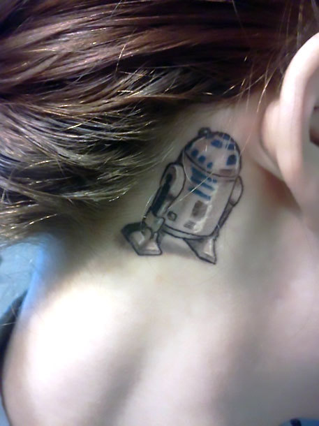 R2D2 Behind Ear Tattoo Idea