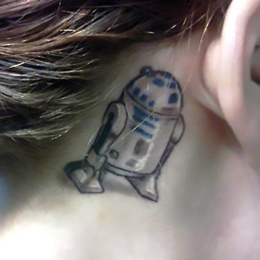 R2D2 Behind Ear Tattoo