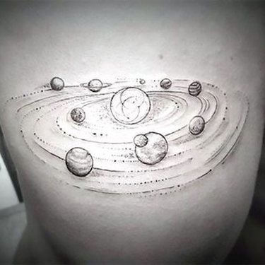 Fine Line Planets Tattoo