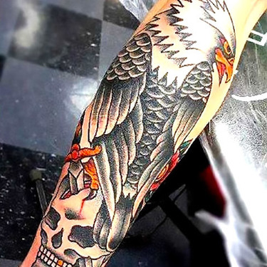Old School Eagle on Arm Tattoo