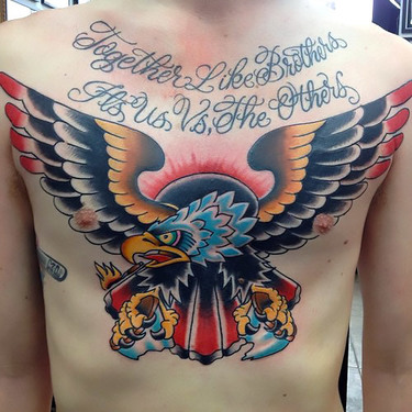 Traditional Eagle Together Like Brothers Tattoo