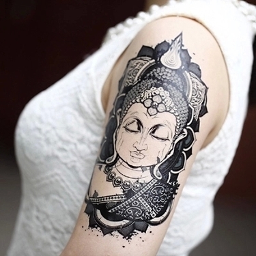 Black Buddha Head  Tattoo