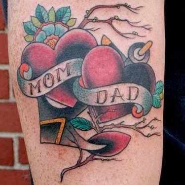Mom and Dad Hearts Tattoo