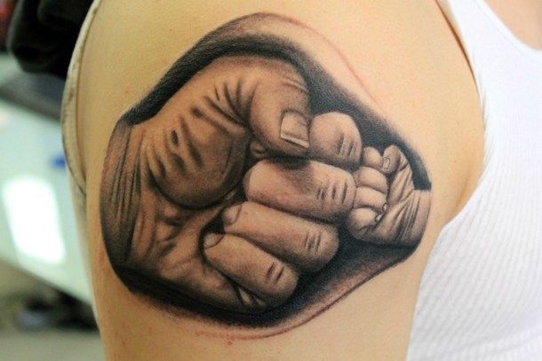 Tattoo uploaded by Xavier  Subtle tattoo idea for dads  Fresh Native  blackandgrey son tattooeddad crown hands family  Tattoodo