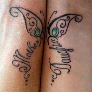 Ornate Matching Mother Daughter Butterfly Tattoo