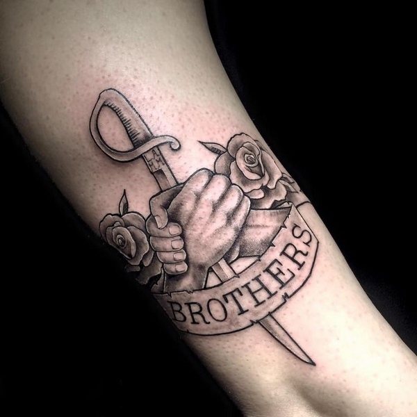 Shaking Hands Brothers Tattoo Idea