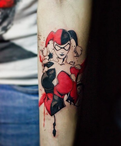 Black and Red Harley Quinn Tattoo Idea