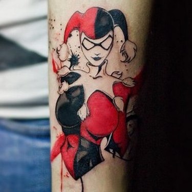 Black and Red Harley Quinn Tattoo