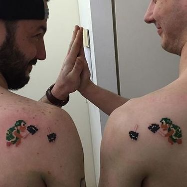 Brothers Pixel Video Game Tattoo