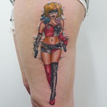 Harley Quinn on the Thigh  Tattoo