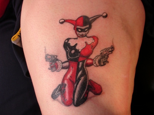 Harley with Two Pistols Tattoo Idea
