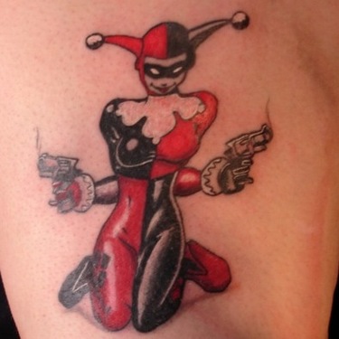 Harley with Two Pistols Tattoo