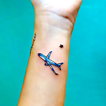 Blue Airplane Tattoo