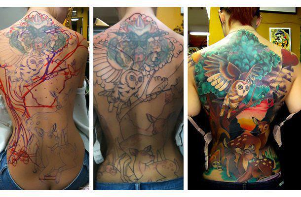 Back Cover Up Tattoo Idea