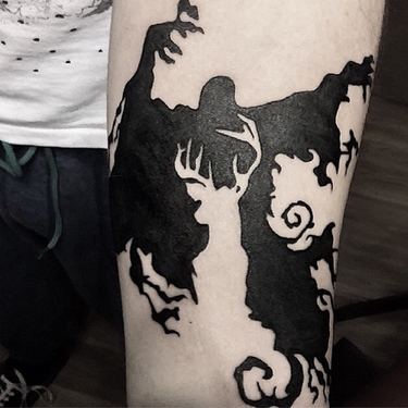 Black Dementor and Deer Patronus Tattoo