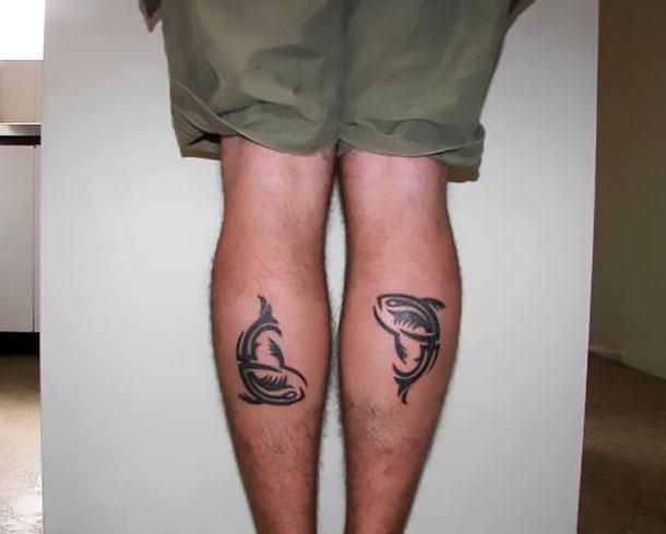Back of Calf Fish Tattoo Idea