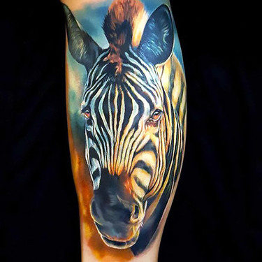 Amazing Zebra Tattoo on Forearm Tattoo