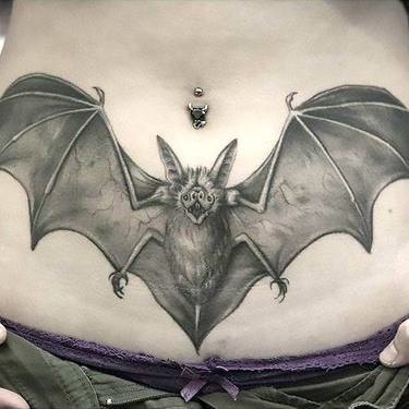 Bat on Stomach Tattoo