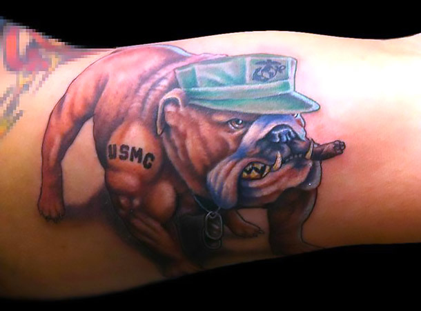 Cool Badass Bulldog Tattoo for Men Tattoo Idea