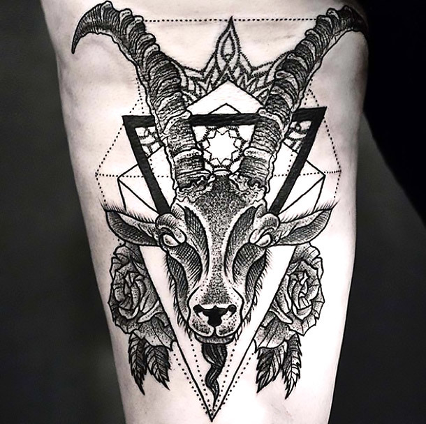 Dotwork Goat Tattoo Idea