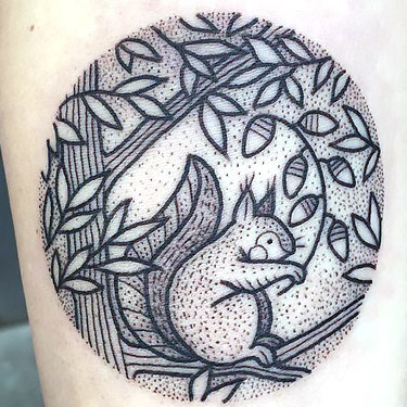 Dotwork Squirrel Tattoo
