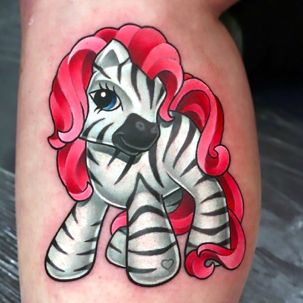 Funny New School Zebra Tattoo Idea