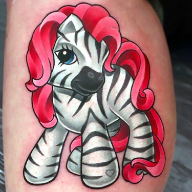 Funny New School Zebra Tattoo