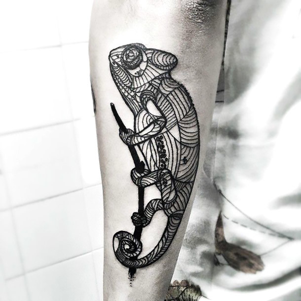 Geometric Chameleon Tattoo Idea