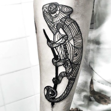 Geometric Chameleon Tattoo