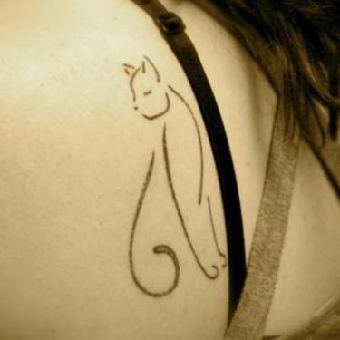 Sexy Cat Outline Tattoo