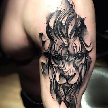 Amazing Black Lion Tattoo