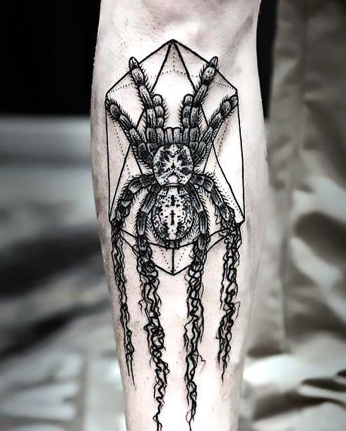 Geometric Tarantula Tattoo Idea