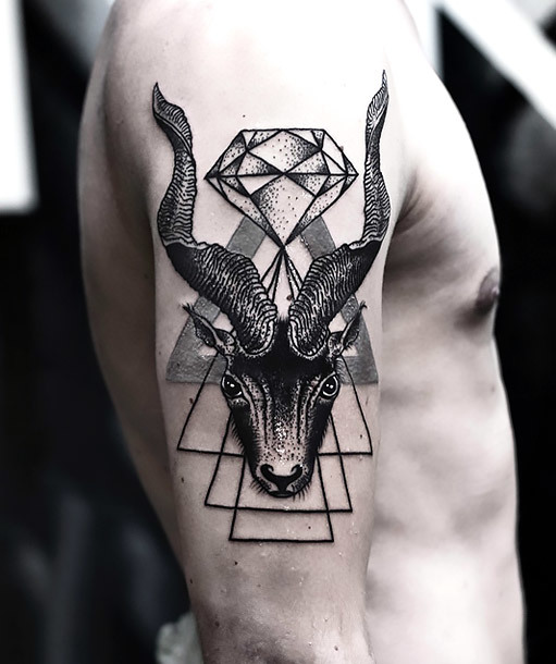 Goat on Shoulder Tattoo Idea