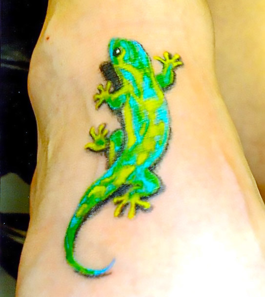 Green Gecko Tattoo Idea