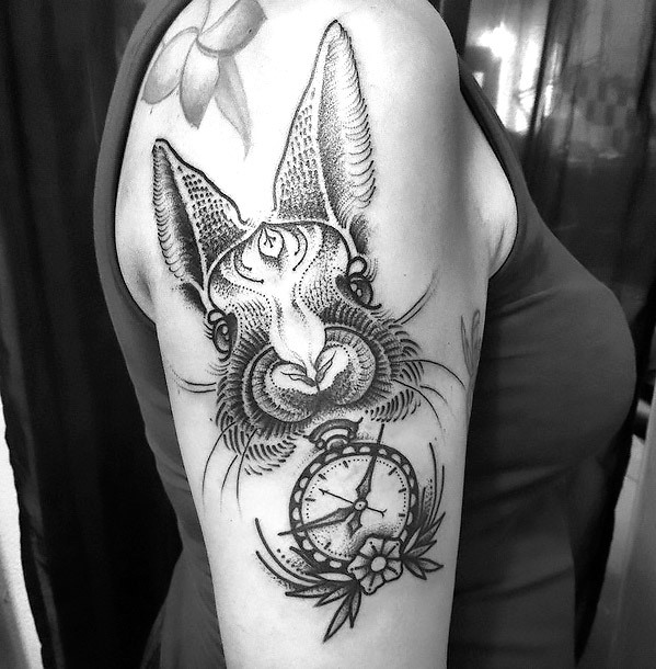 Rabbit Face on Shoulder Tattoo Idea