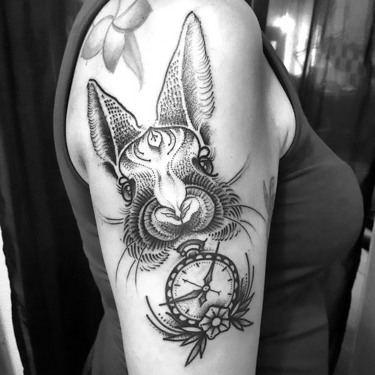 Rabbit Face on Shoulder Tattoo