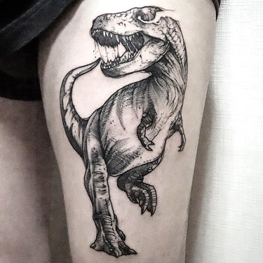 Sexy Dinosaur on Thigh Tattoo