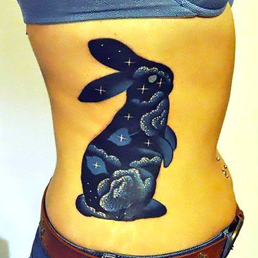 Space Rabbit Tattoo on Side Tattoo