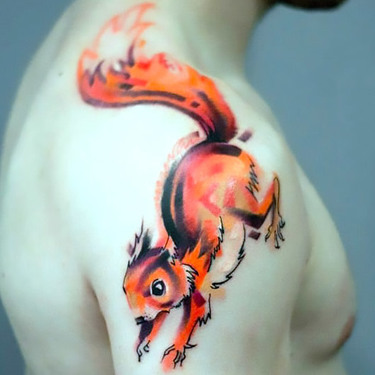 Squirrel Tattoo on Shoulder Tattoo
