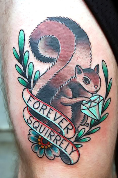 Traditional Forever Squirrely Tattoo Idea