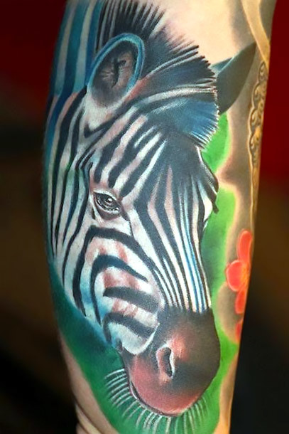 Vivid Zebra Tattoo Idea