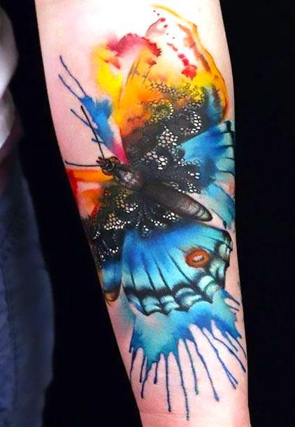 Amazing Colorful Watercolor Butterfly Tattoo Idea