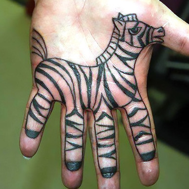 Zebra on Palm Tattoo