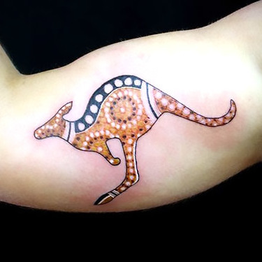 Aboriginal Kangaroo Tattoo on Bicep Tattoo