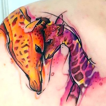Adorable Giraffes Tattoo