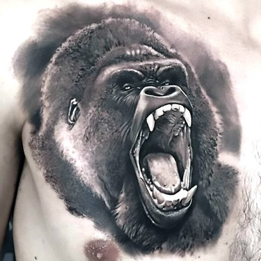 Black and Gray Gorilla Tattoo