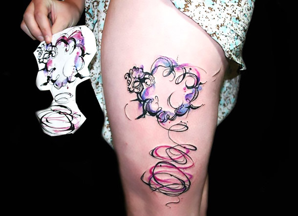 Colorful Sheep Tattoo Idea