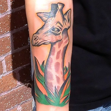 Giraffe Tattoo on Forearm Tattoo