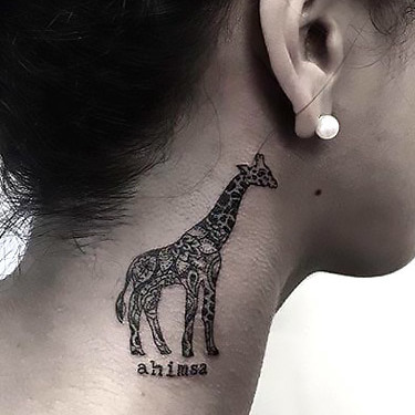 Giraffe Tattoo on Neck Tattoo